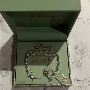 Disney Silver Bracelet with hair Barrett Mickey and Heart Charms brand new